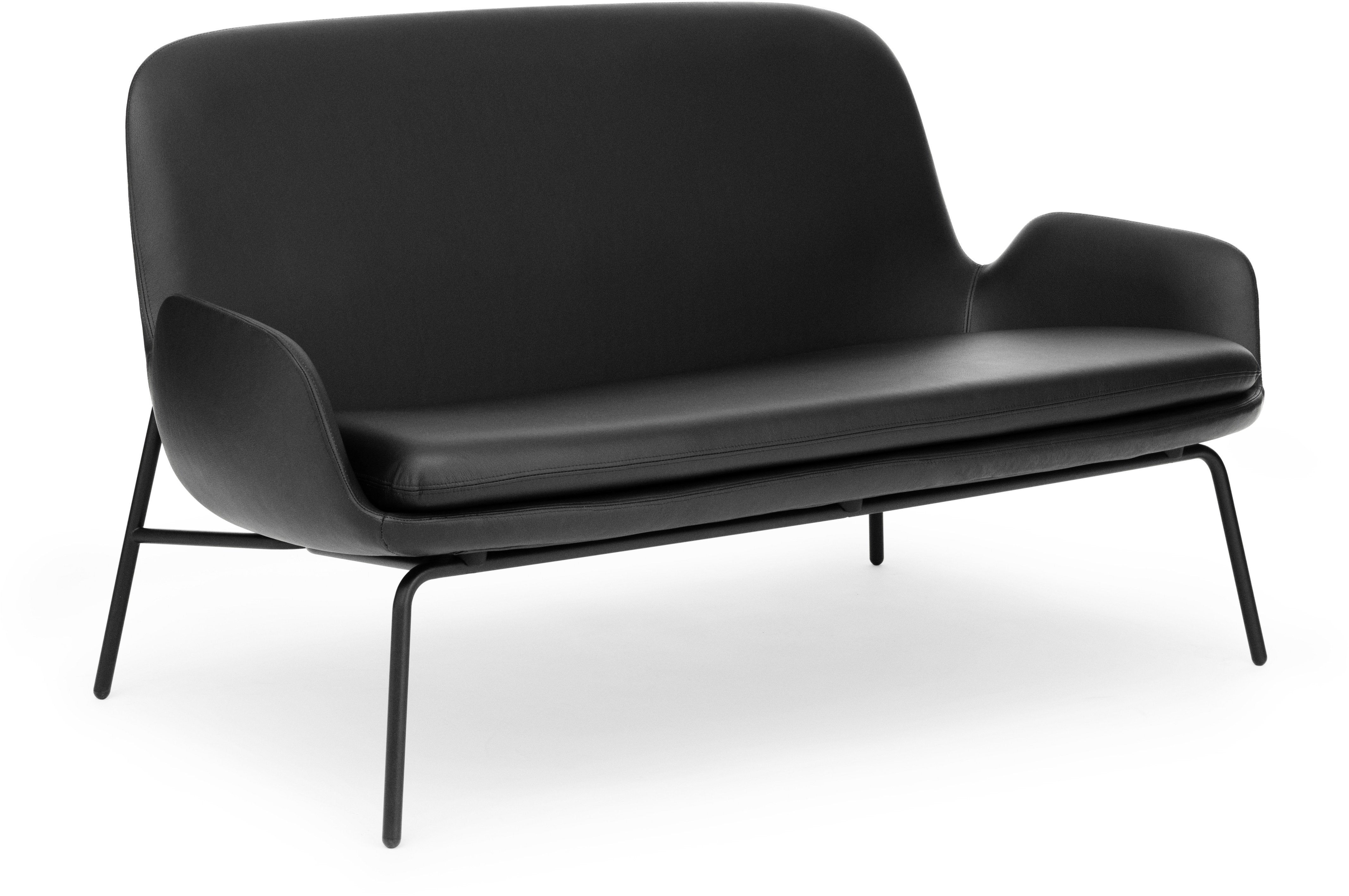 Canapé avec pieds en acier noir et assise en cuir noir Era - Normann Copenhagen