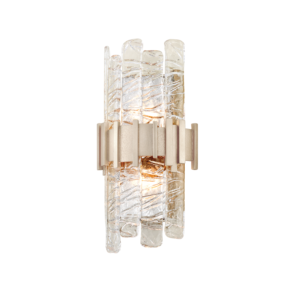 Applique murale en fer feuille d'argent ancienne sur acier 22x39cm Ciro - Corbett Lighting