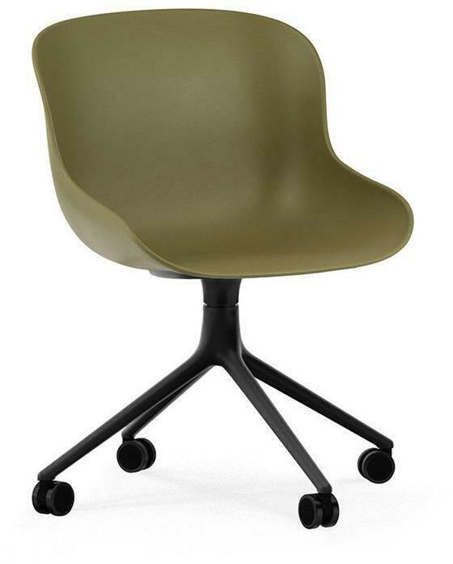 chaise-pivotante-4-roues-en-aluminium-noir-et-pp-olive-hyg-normann-copenhagen-1