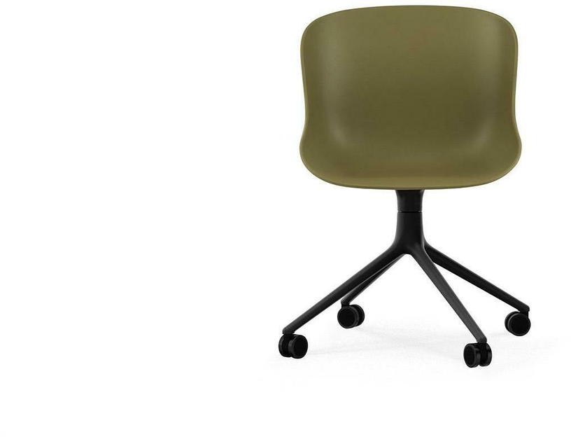 chaise-pivotante-4-roues-en-aluminium-noir-et-pp-olive-hyg-normann-copenhagen-2