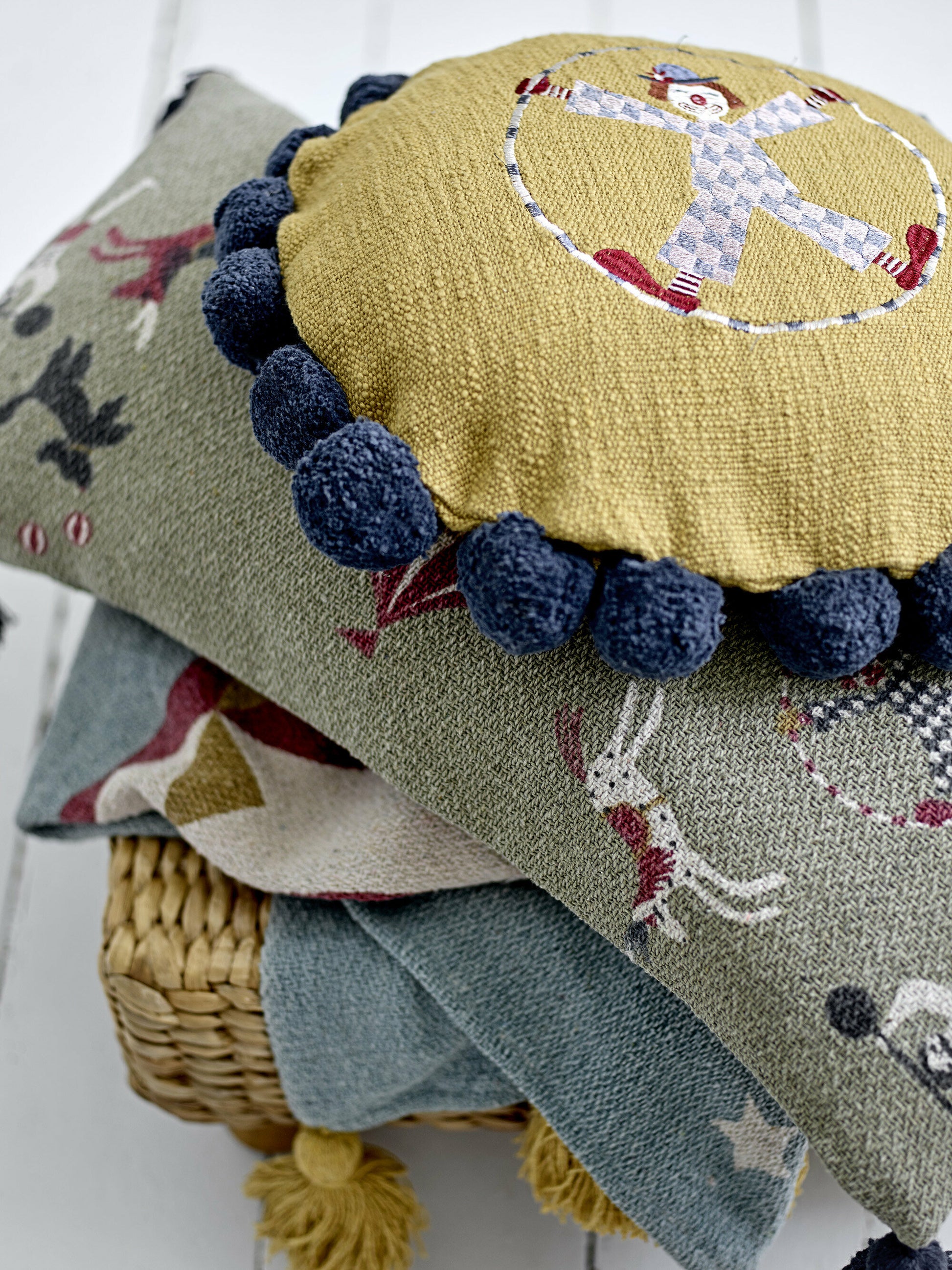 Coussin Loome Coton recyclé vert Bloomingville Mini — 297455.jpg