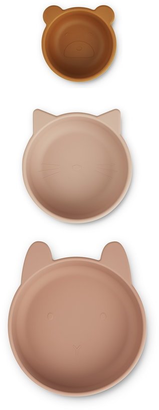 3 assiettes pour enfant en silicone rose multi mix Eddie - Liewood - The Cool Republic