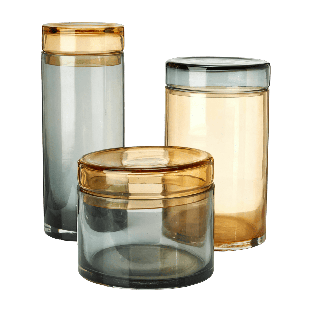3 Bocaux en verre gris et beige Chic - Pols Potten - The Cool Republic