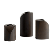 3 Bougeoirs en acajou vernis Pi - Ethnicraft Accessories - The Cool Republic