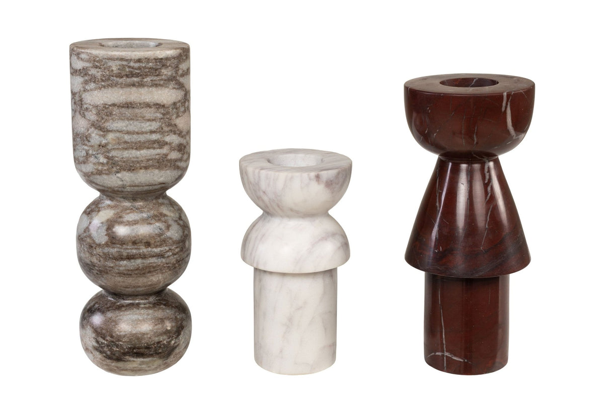 3 bougeoirs en marbre Alton - Versmissen - The Cool Republic