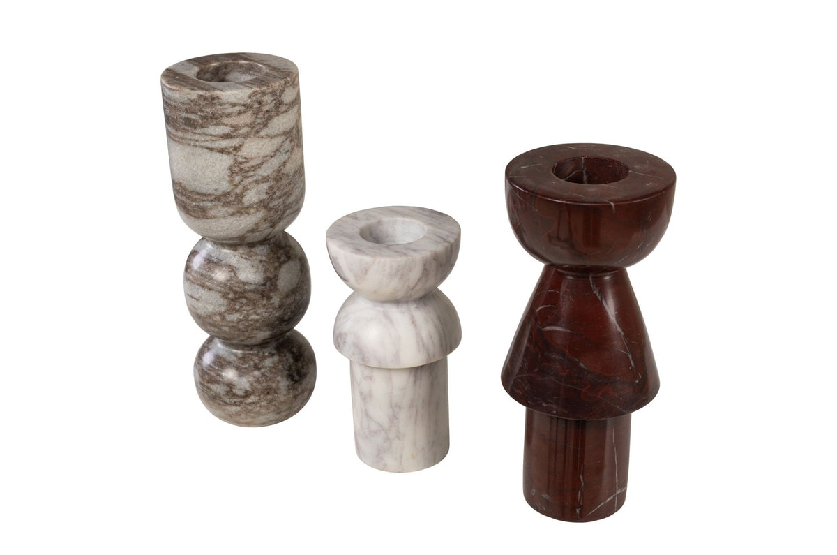 3 bougeoirs en marbre Alton - Versmissen - The Cool Republic