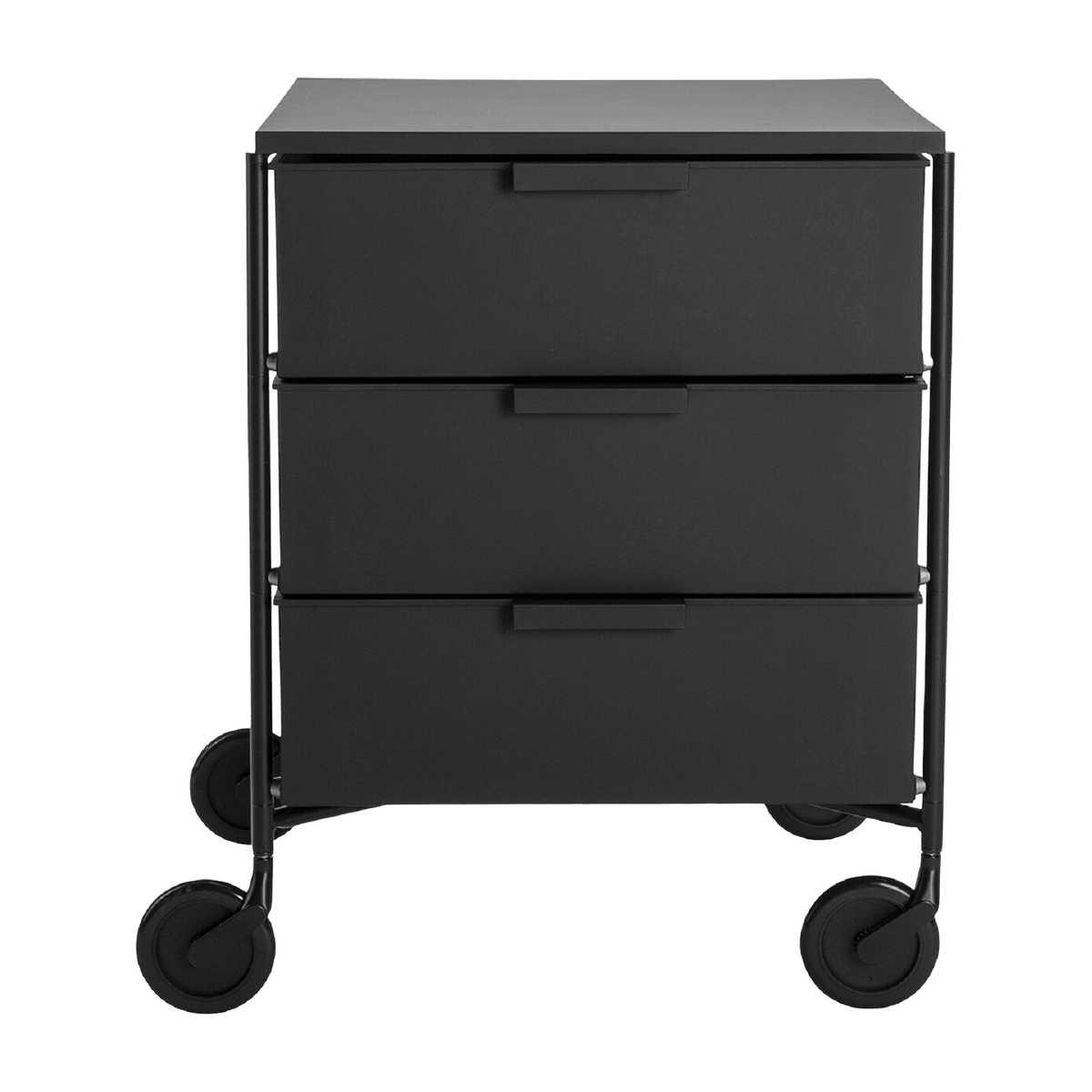 3 Caissons sur roulettes noir MOBIL MAT - Kartell - The Cool Republic