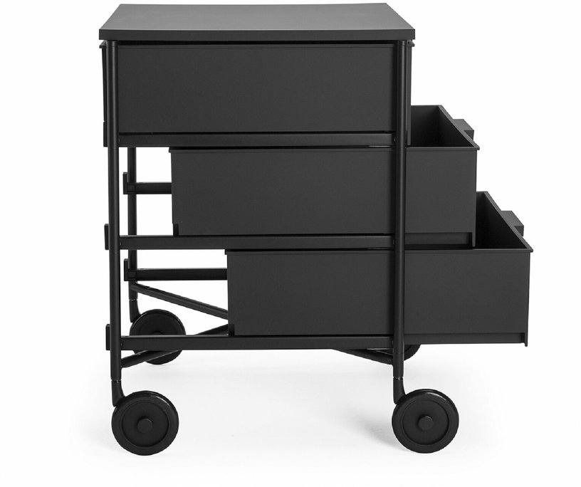 3 Caissons sur roulettes noir MOBIL MAT - Kartell - The Cool Republic