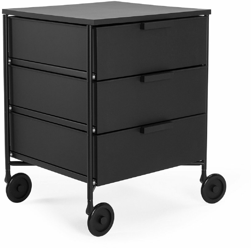 3 Caissons sur roulettes noir MOBIL MAT - Kartell - The Cool Republic