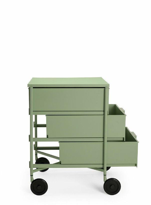 3 Caissons sur roulettes vert MOBIL MAT - Kartell - The Cool Republic