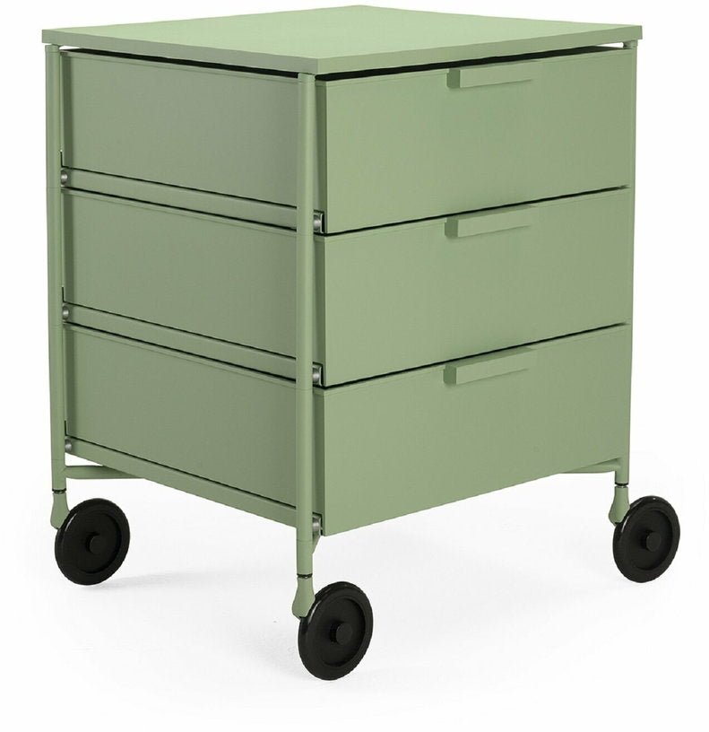 3 Caissons sur roulettes vert MOBIL MAT - Kartell - The Cool Republic