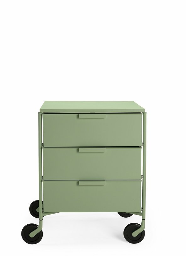 3 Caissons sur roulettes vert MOBIL MAT - Kartell - The Cool Republic