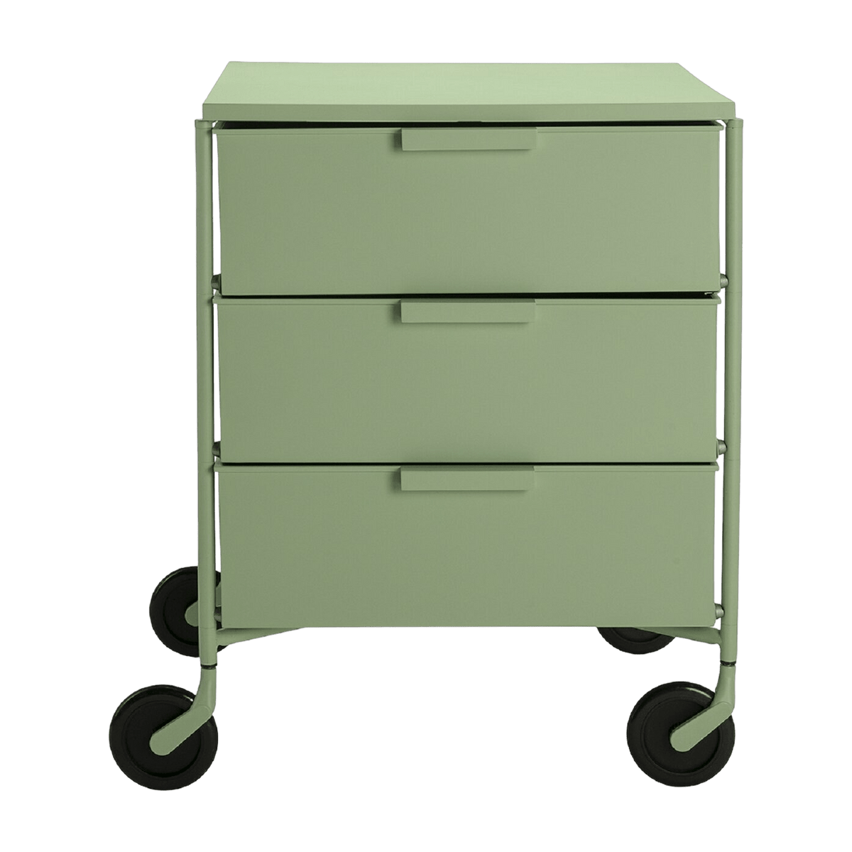 3 Caissons sur roulettes vert MOBIL MAT - Kartell - The Cool Republic