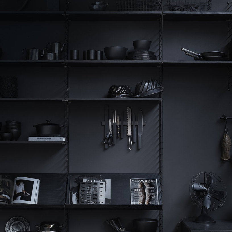 3 étagères en bois noires 58 x 20 cm - String furniture - The Cool Republic