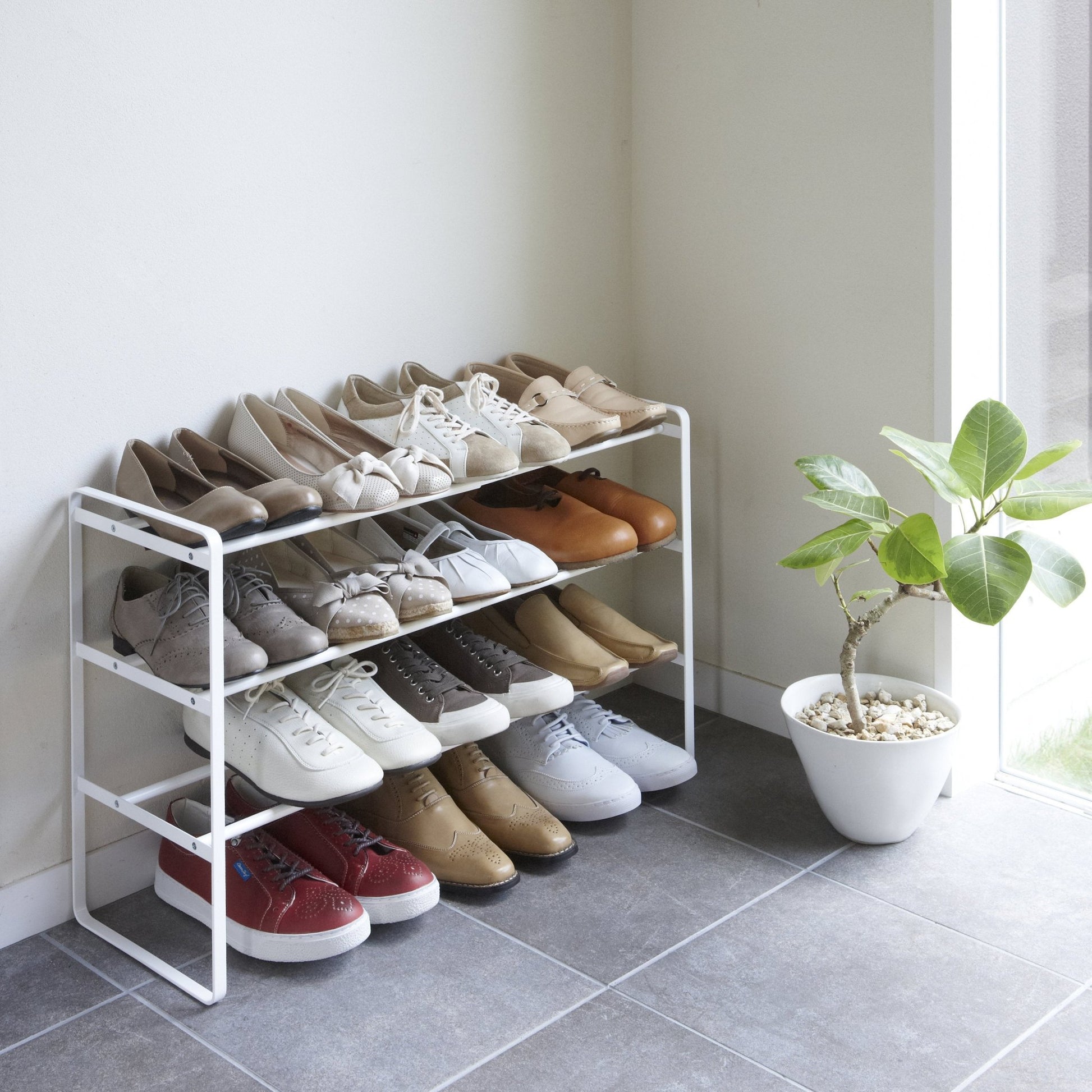 3 Étagères pour chaussures ajustables blanches Frame - Yamazaki - The Cool Republic