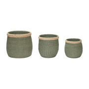3 Paniers en osier vert - Hübsch - The Cool Republic