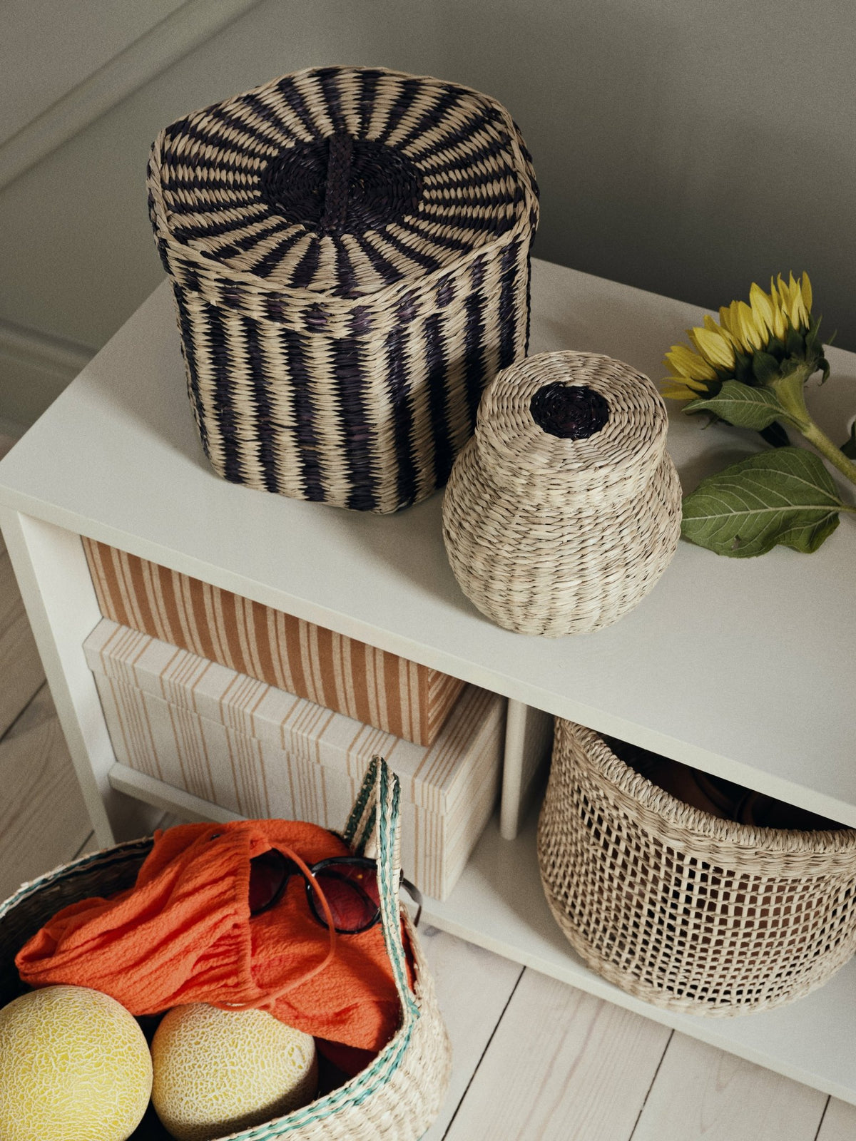 3 Paniers tissés en fibre naturelle verte Lykke - Broste Copenhagen - The Cool Republic