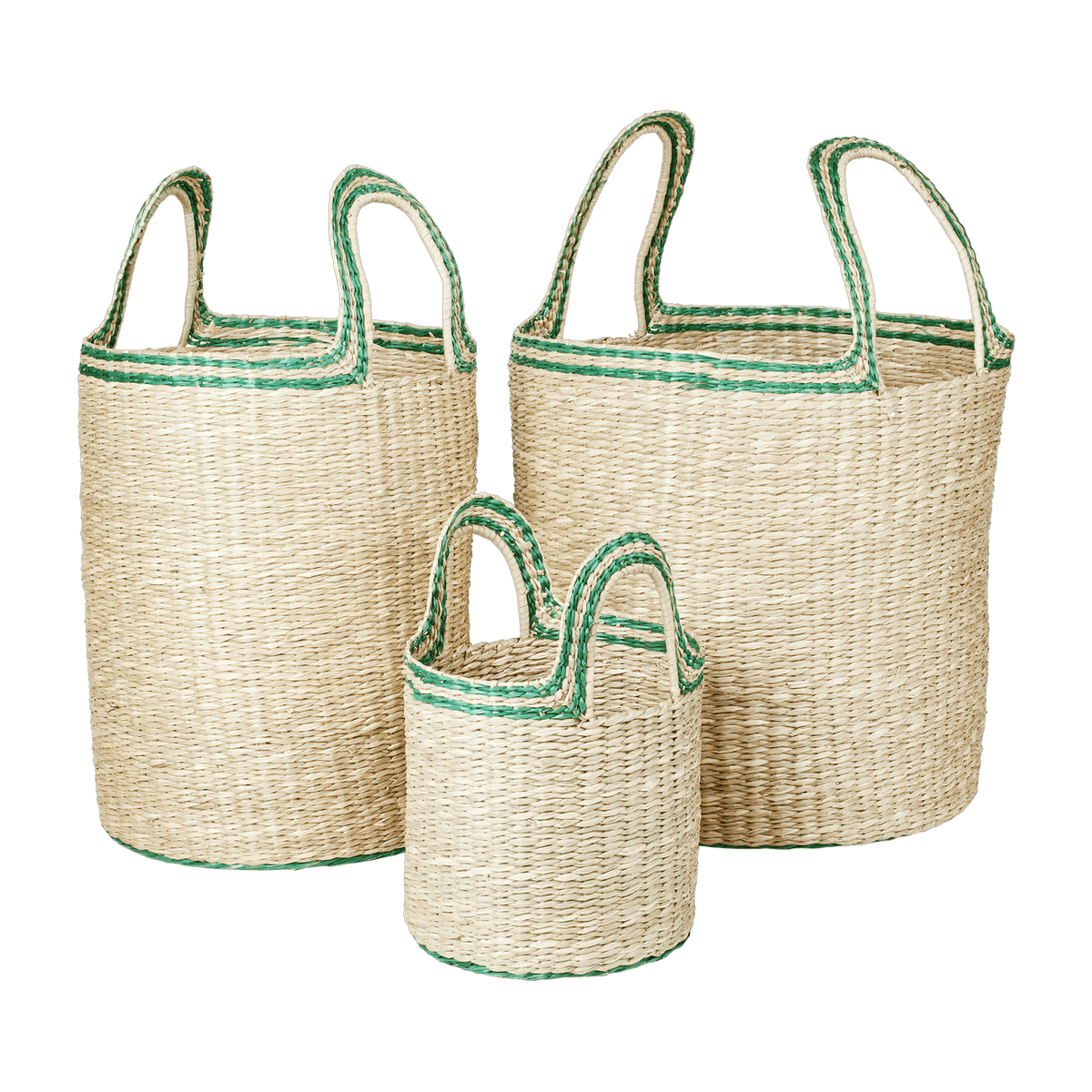 3 Paniers tissés en fibre naturelle verte Lykke - Broste Copenhagen - The Cool Republic