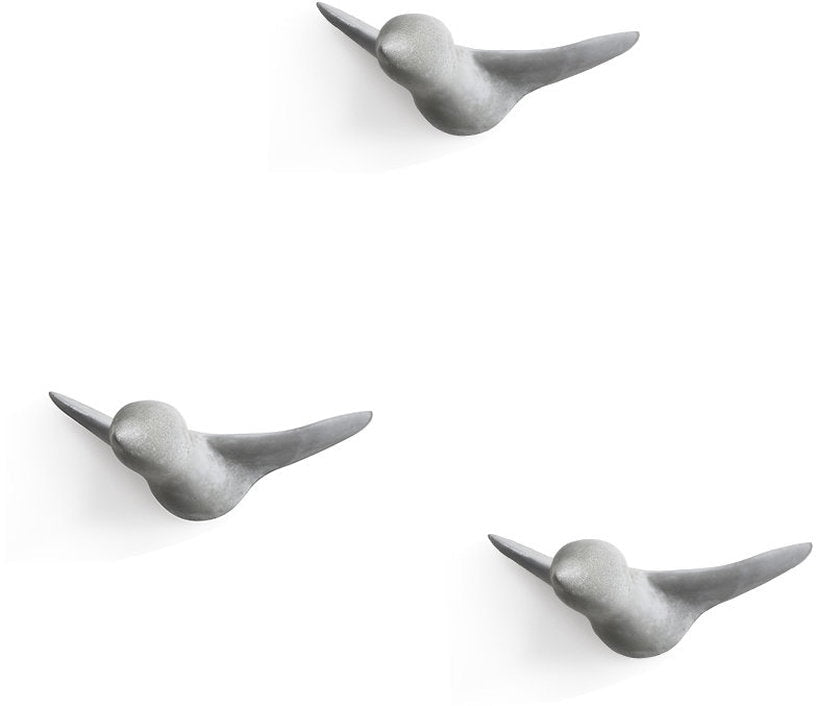 3 Patères en béton gris Oiseau - Thomas Poganitsch - The Cool Republic