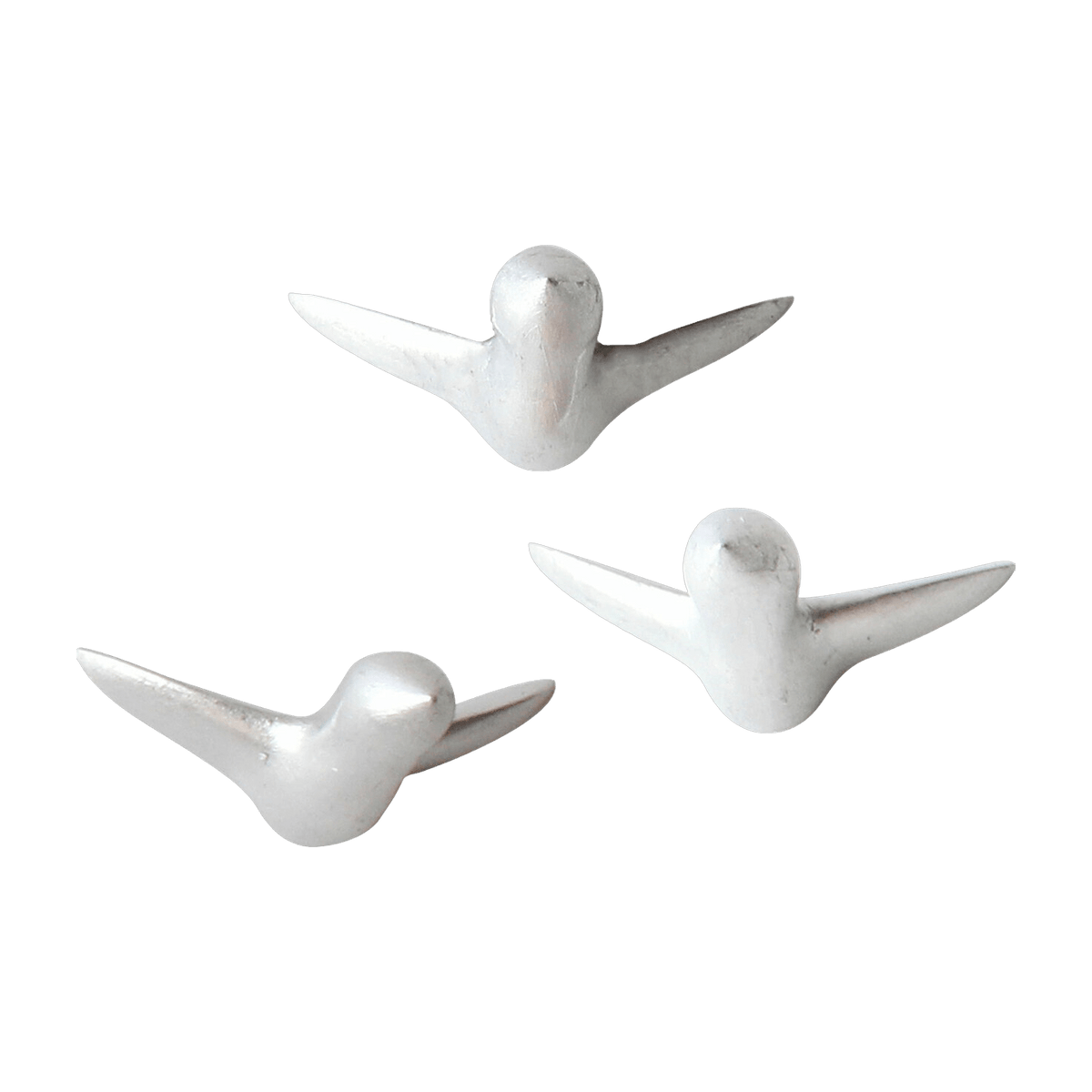 3 patères murales en céramique argenté 6 cm Oiseau Mini - Thomas Poganitsch - The Cool Republic