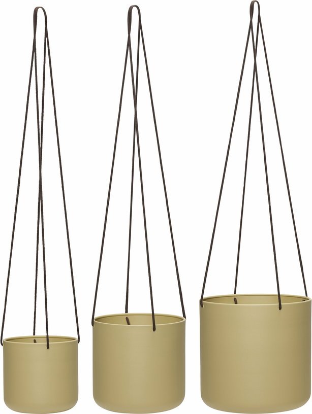 3 Pots ronds suspendus en fer beige Bloom - Hübsch - The Cool Republic