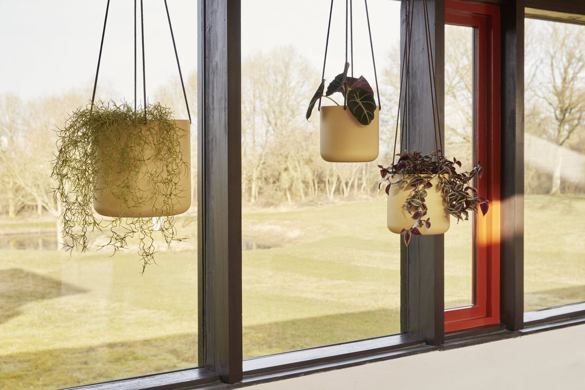 3 Pots ronds suspendus en fer beige Bloom - Hübsch - The Cool Republic