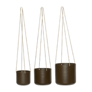 3 Pots suspendus ronds en coton marron Bloom - Hübsch - The Cool Republic