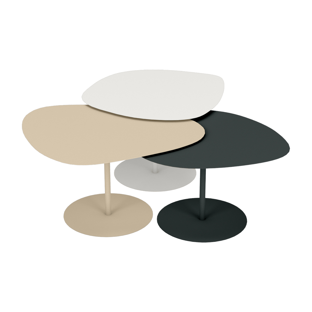 3 Tables basses gigognes blanc, crème et anthracite Galet - Matière Grise - The Cool Republic