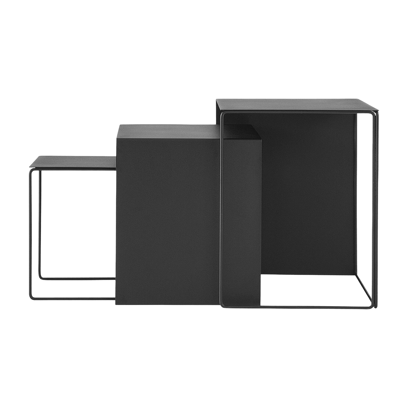 3 tables basses gigognes en métal noir Cluster - Ferm Living - The Cool Republic