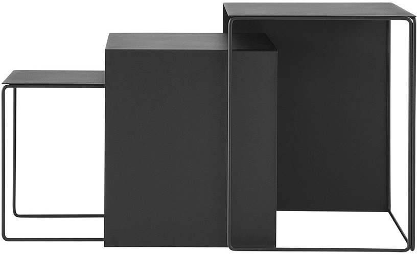 3 tables basses gigognes en métal noir Cluster - Ferm Living - The Cool Republic