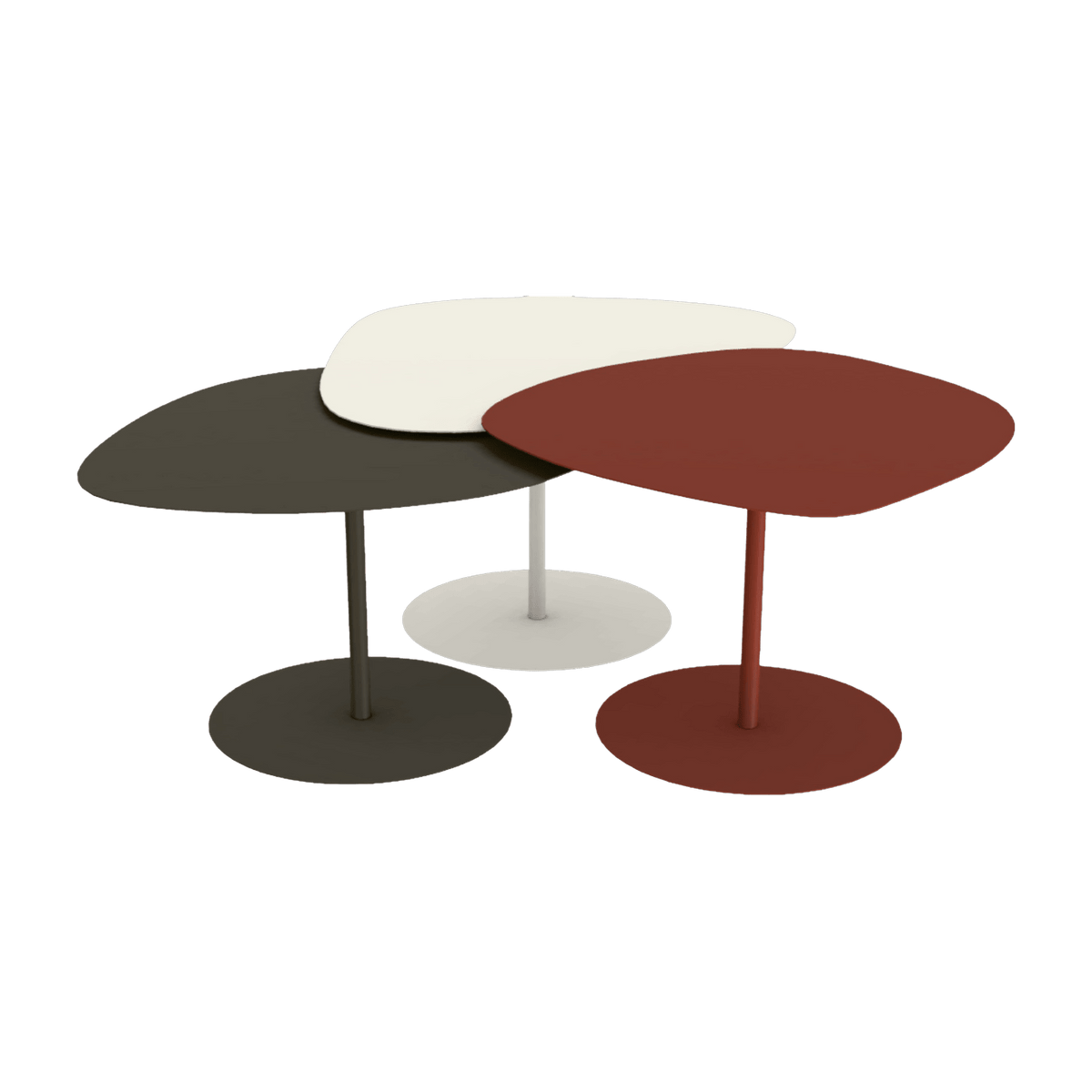 3 Tables basses gigognes terracotta, craie et bronze Galet - Matière Grise - The Cool Republic