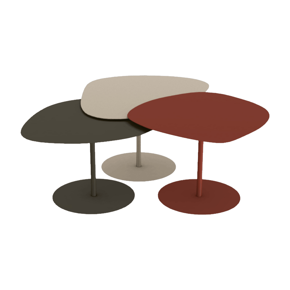 3 Tables basses gigognes terracotta, sable et bronze Galet - Matière Grise - The Cool Republic