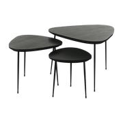 3 Tables d'appoint en marbre noir naturel Axio - Pomax - The Cool Republic