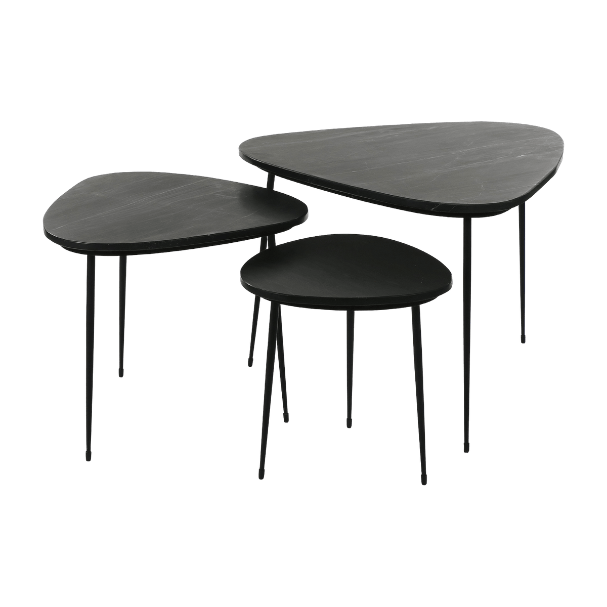 3 Tables d'appoint en marbre noir naturel Axio - Pomax - The Cool Republic