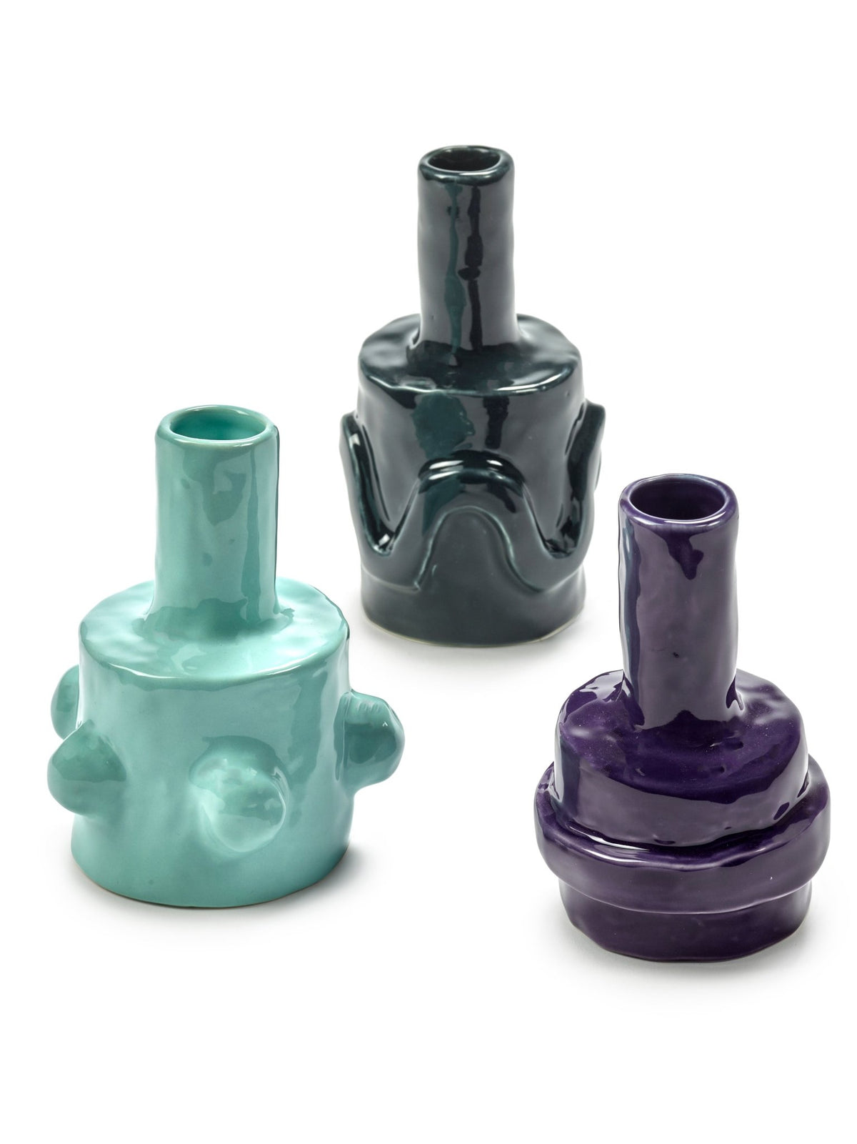 3 Vases en grès coloré bleu 7,5x6x10cm 02 Molly - Serax - The Cool Republic