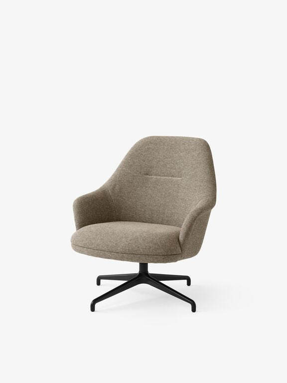Fauteuil en tissu gris Clay 0009 et acier noir Rely HW139 - &tradition