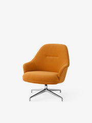 Fauteuil en tissu orange Gentle 0443 et acier chromé Rely HW139 - &tradition