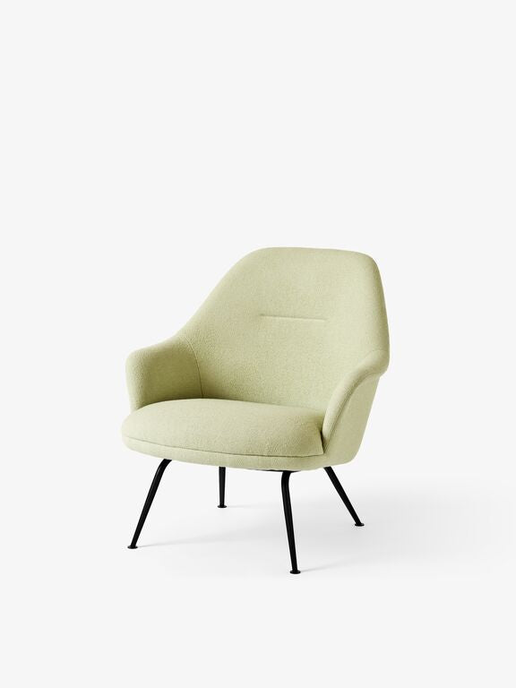 Fauteuil en tissu vert Saxion 0927 et acier noir Rely HW140 - &tradition