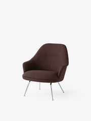 Fauteuil en tissu marron Saxion 0397 et acier chromé Rely HW140 - &tradition
