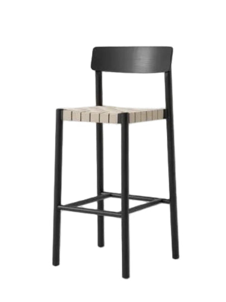 Black wood bar chair with natural webbed seat 47x45x103cm Betty - &tradition