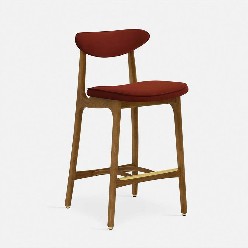 chaise-de-bar-en-velours-rouge-brique-et-frene-fonce-90cm-serie-200-190-366-concept-1