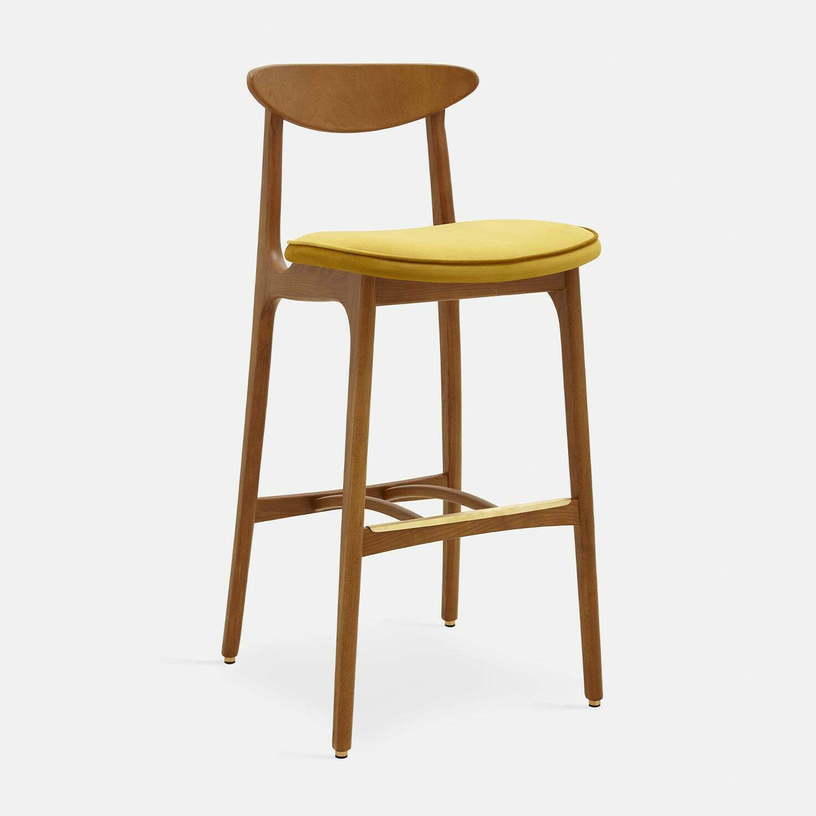 chaise-de-bar-en-velours-brillant-moutarde-et-frene-fonce-100cm-serie-200-190-mix-366-concept-1