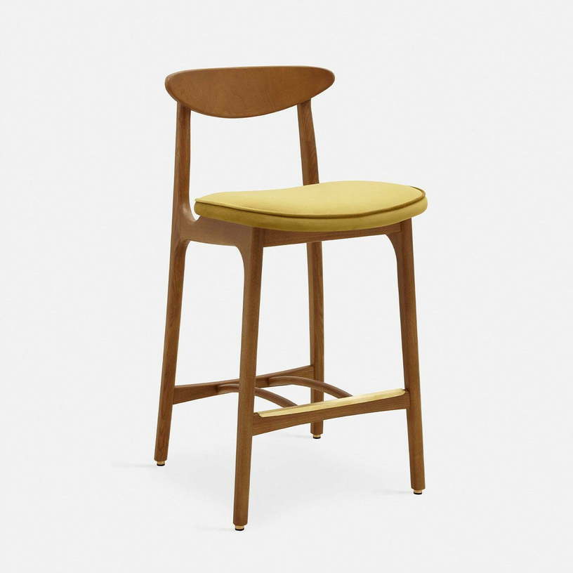 chaise-de-bar-en-velours-brillant-moutarde-et-frene-fonce-90cm-serie-200-190-mix-366-concept-1