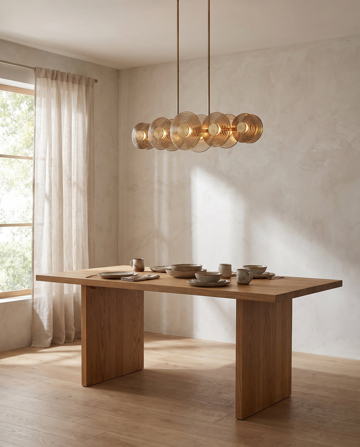 Suspension linéaire en acier laiton vieilli 135x27x36cm Griston - Hudson Valley Lighting en situation