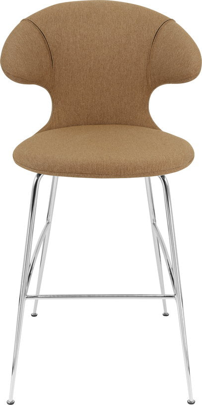 chaise-de-bar-en-tissu-marron-et-acier-chrome-75-cm-time-flies-umage-2