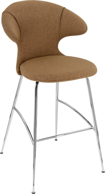 chaise-de-bar-en-tissu-marron-et-acier-chrome-75-cm-time-flies-umage-1