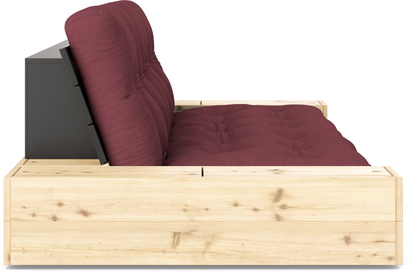 canape-convertible-avec-rangement-en-pin-dossier-noir-et-matelas-bordeaux-base-karup-design-2