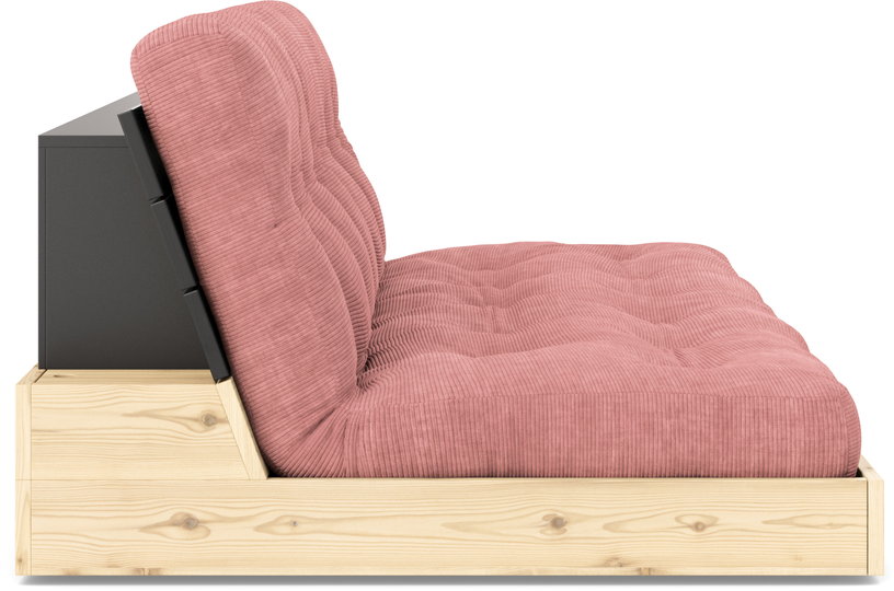 canape-convertible-en-pin-laque-dossier-noir-et-matelas-rose-sorbet-196x110x72cm-base-karup-design-2