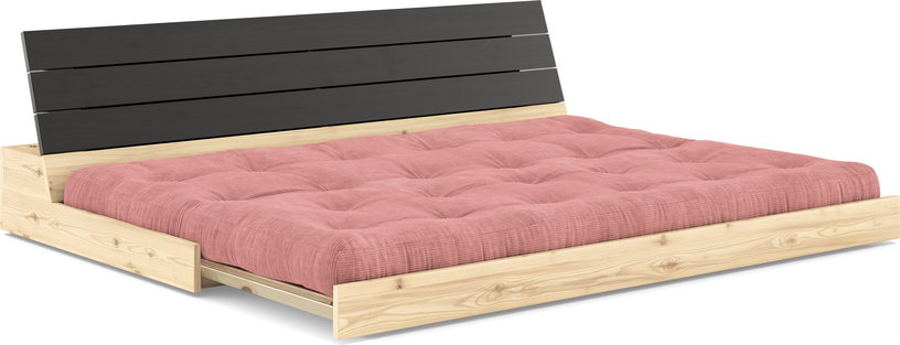 canape-convertible-en-pin-laque-dossier-noir-et-matelas-rose-sorbet-196x110x72cm-base-karup-design-3