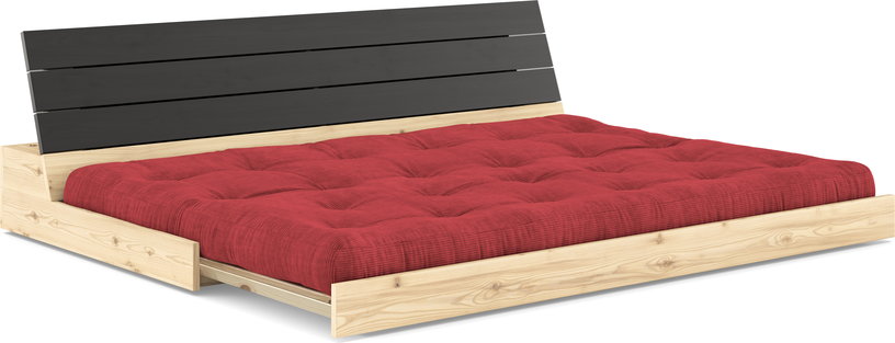 canape-convertible-en-pin-laque-dossier-noir-et-matelas-rouge-rubis-196x110x72cm-base-karup-design-3